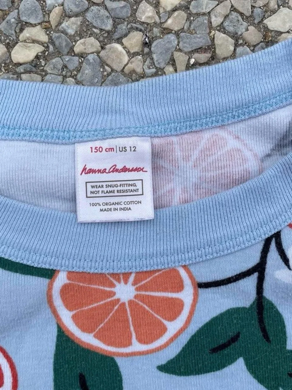 Hanna Andersson Light Blue Citrus Print Tee Kids PJ Tee